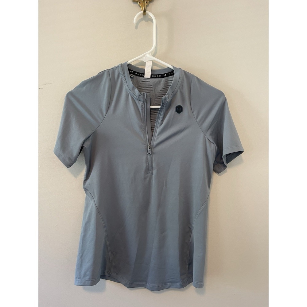 Under Armour Rush Top Womens Small Blue Quarter Zip Mesh Back Athletic Shirt